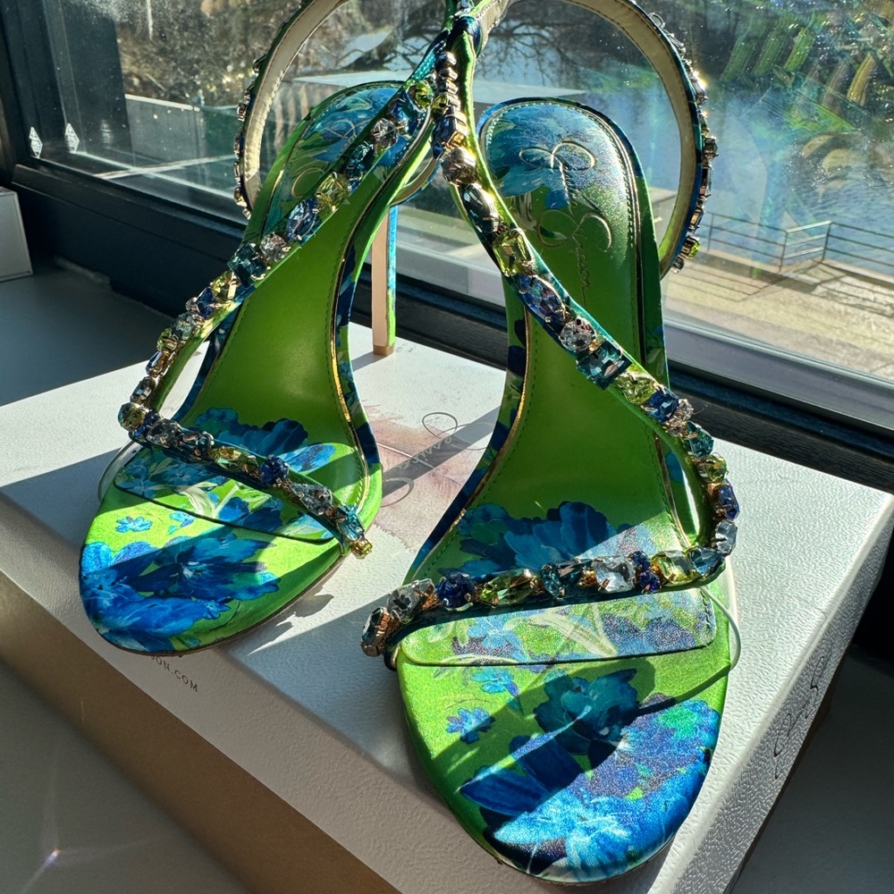 Jessica Simpson Jaycin Blue Green Combo Heels (Worn once)